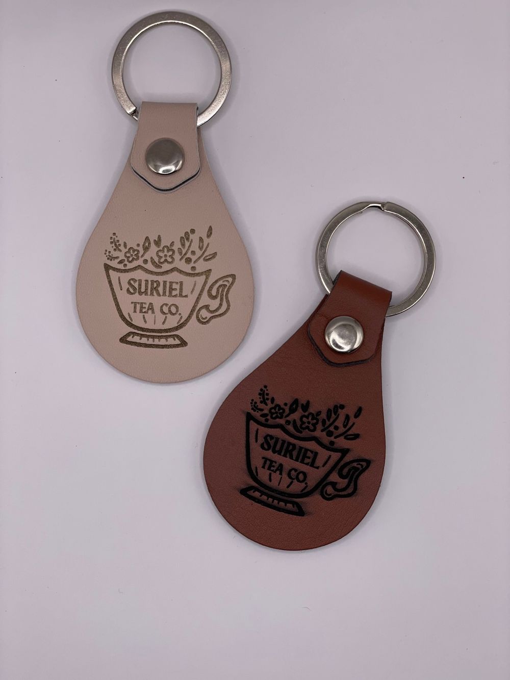ACOTAR Suriel Tea Co Leather Keychain - Laser Cut Design