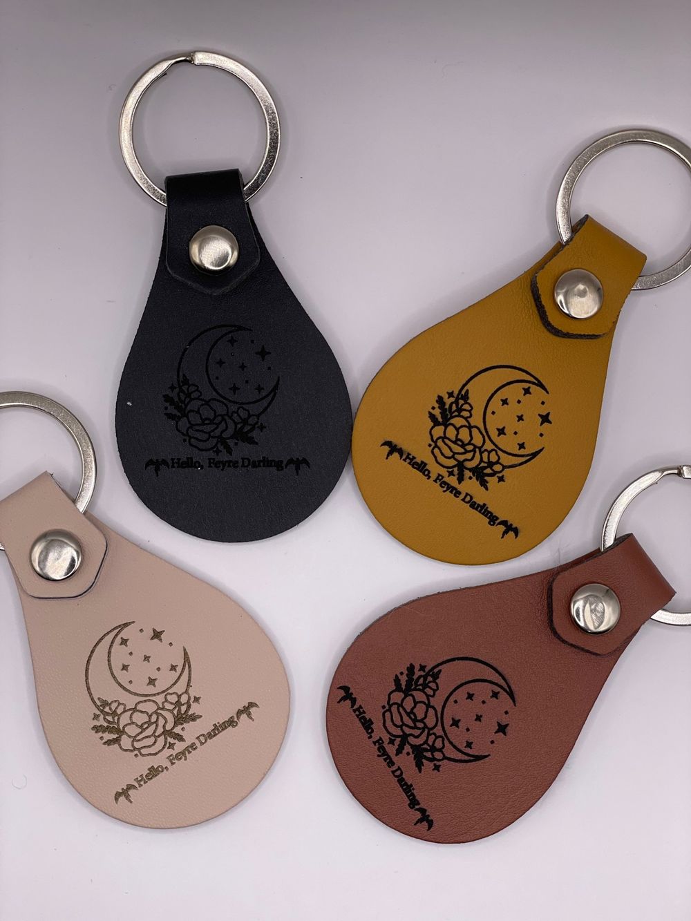 ACOTAR "Hello, Feyre Darling" Leather Keychain Laser Cut Design