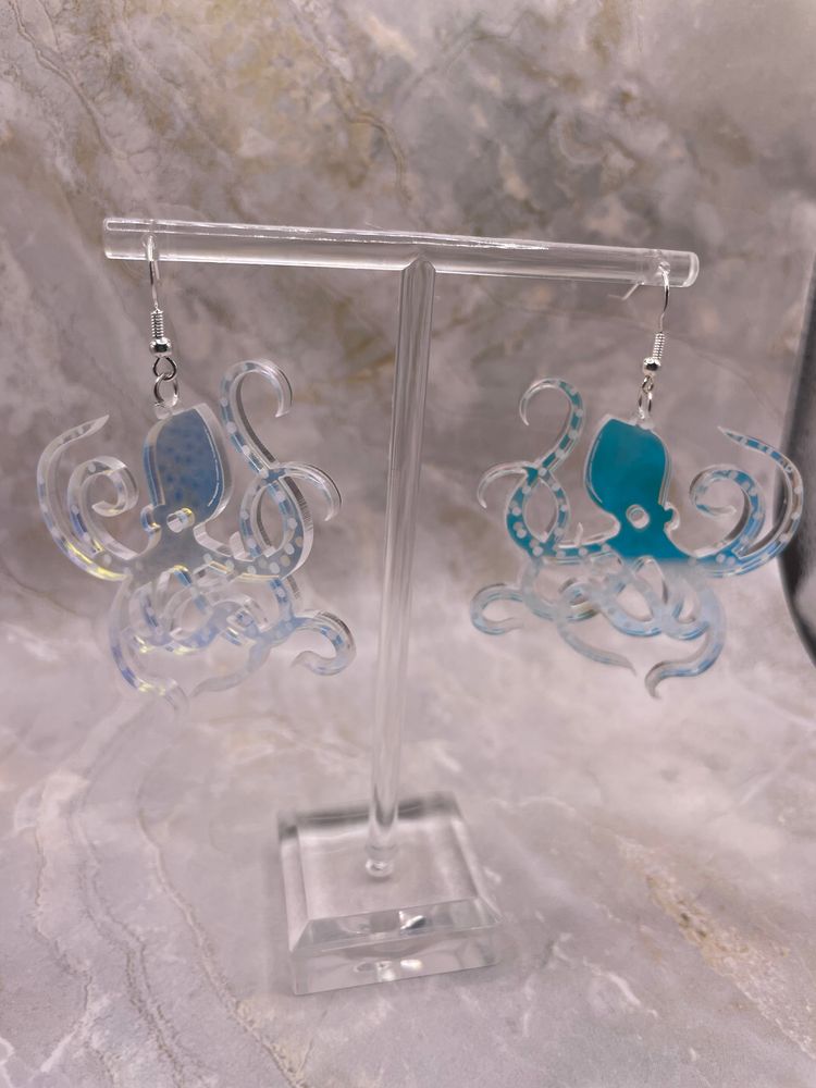 Acrylic Octopus Earrings - Laser Cut Design